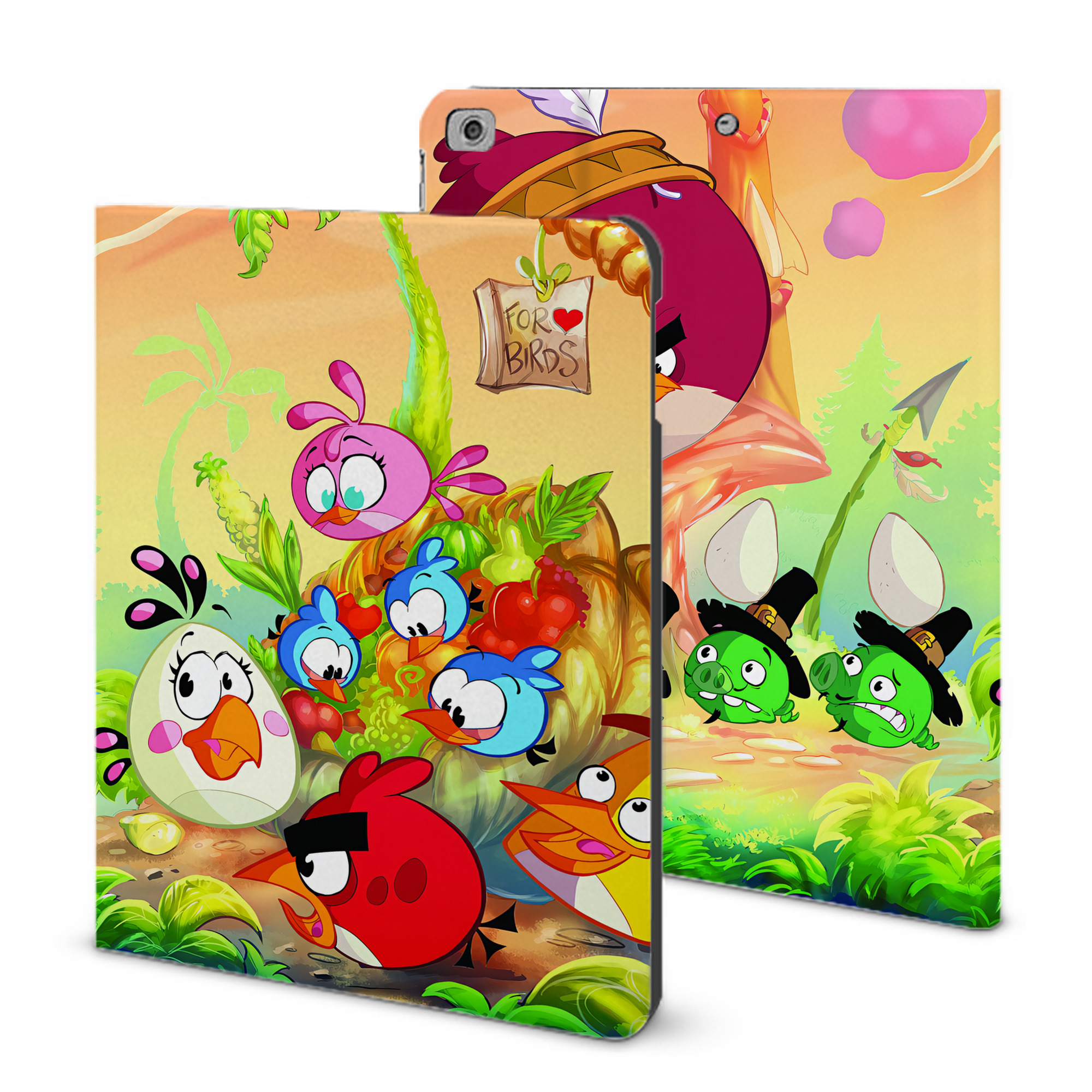 （画像用） Angry Birds アングリーバード IPad ケース ブック型 PUレザー TPU 耐衝撃 軽量 薄型 ペン収納なし 全面保護 IPad 各モデル対応
